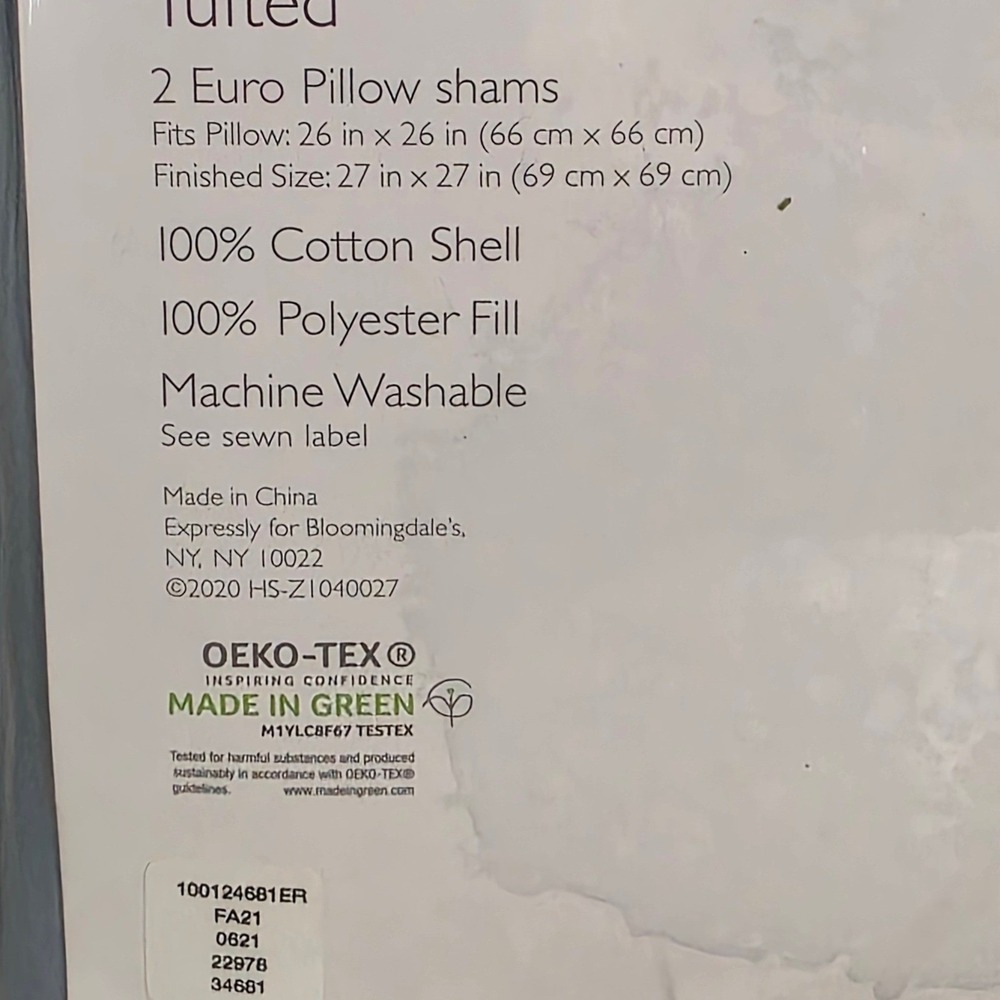 Sky Tufted 2 Euro Pillow Shams Blue 100% Cotton 26x26 New - Picture 5 of 5